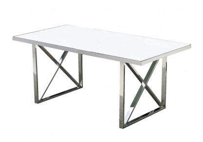 Table à manger blanche design avec pied en métal | Zyra