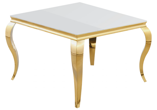 Table à manger carrée verre blanc et doré | Halo