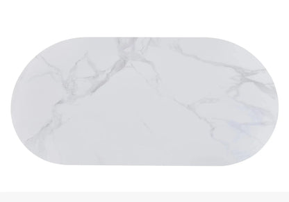 Table à manger en céramique effet marbre blanc | Kaelo