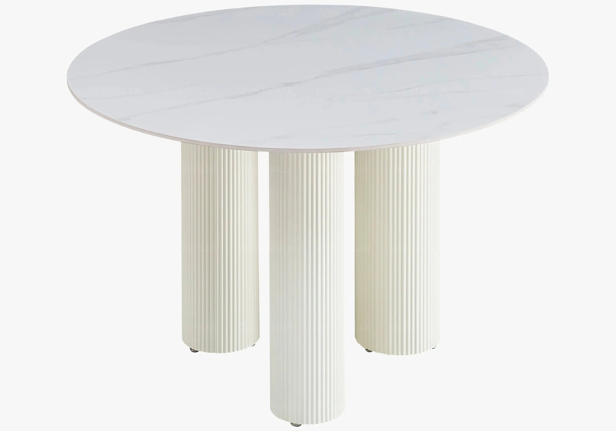 Table à manger en céramique effet marbre blanc | Kivox
