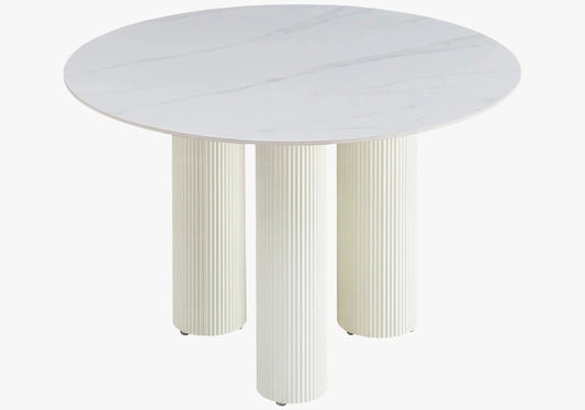 Table à manger en céramique effet marbre blanc | Kivox