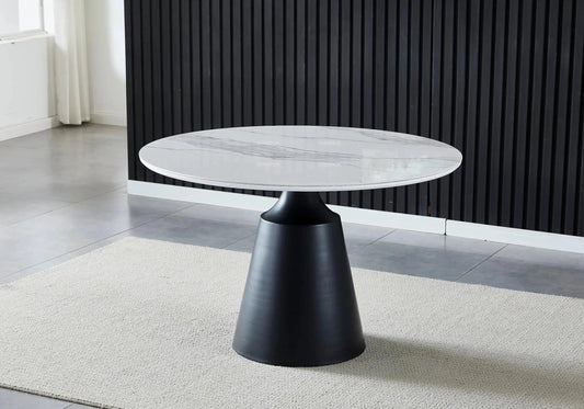 Table à manger ronde marbre blanc et doré | Kaelo