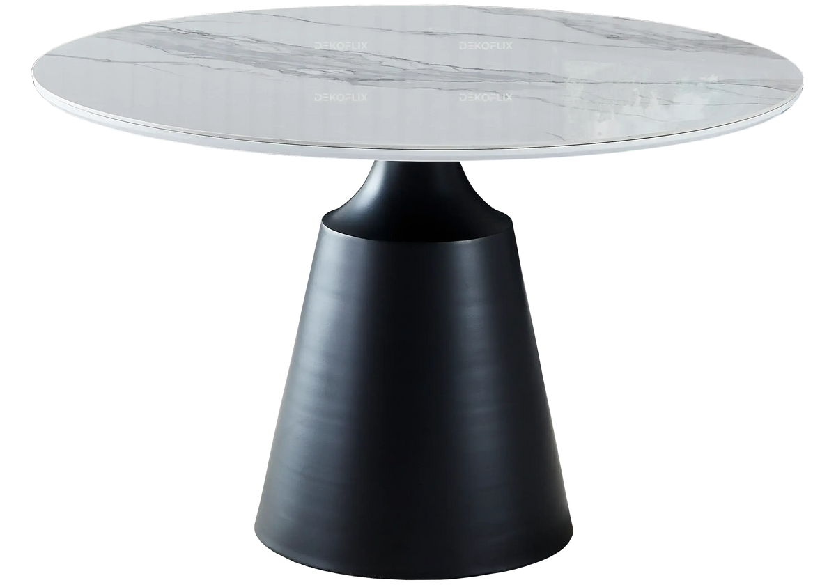 Table à manger ronde marbre blanc et doré | Kaelo