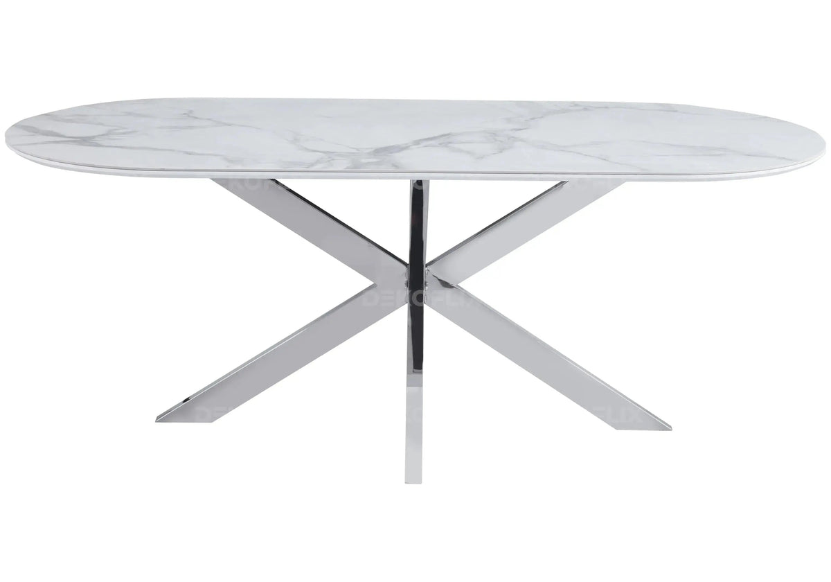 Table à manger design en céramique marbre blanc | Vexta
