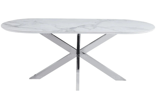 Table à manger design en céramique marbre blanc | Vexta