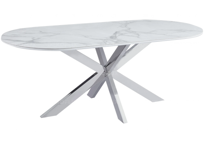 Table à manger design en céramique marbre blanc | Vexta