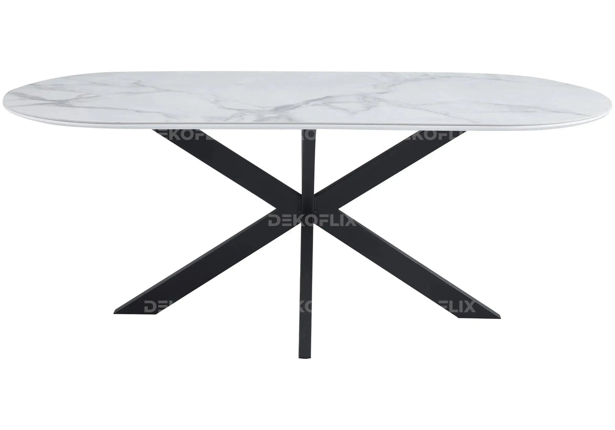 Table à manger design en céramique marbre blanc | Vexta