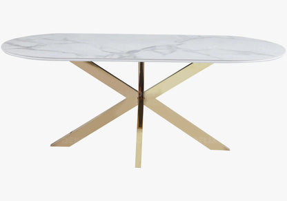 Table à manger design en céramique marbre blanc | Vexta