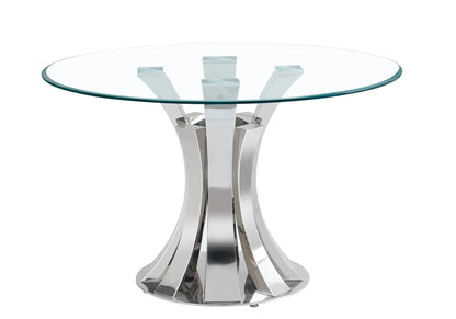 Table à manger en céramique marbre blanc et chrome | Vexta