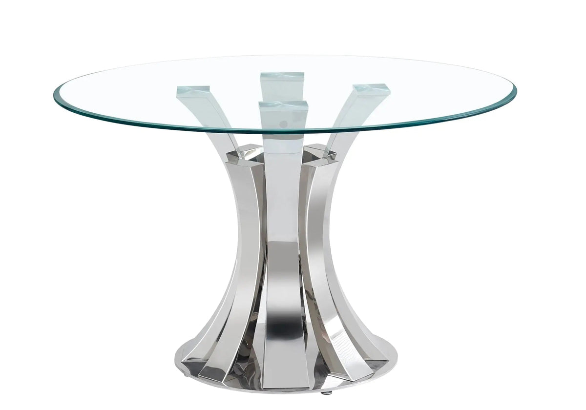Table à manger compacte chrome transparent | Vexta