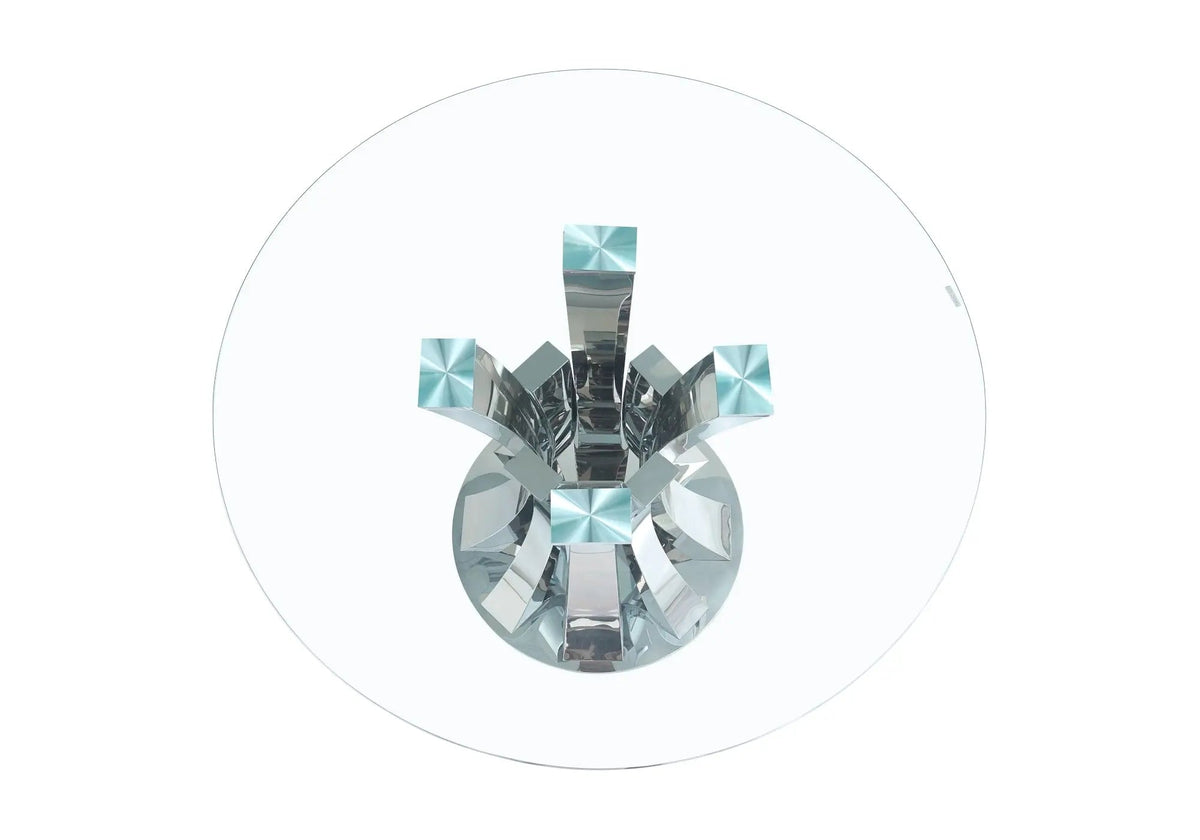 Table à manger compacte chrome transparent | Vexta