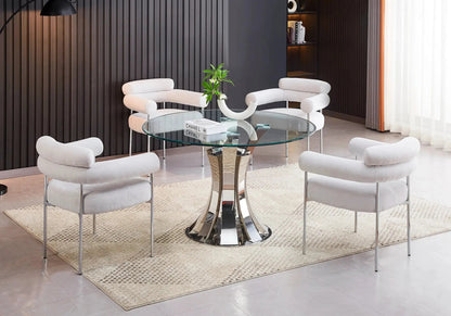 Table à manger compacte chrome transparent | Vexta