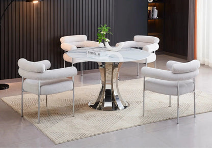 Table à manger compacte chrome transparent | Vexta