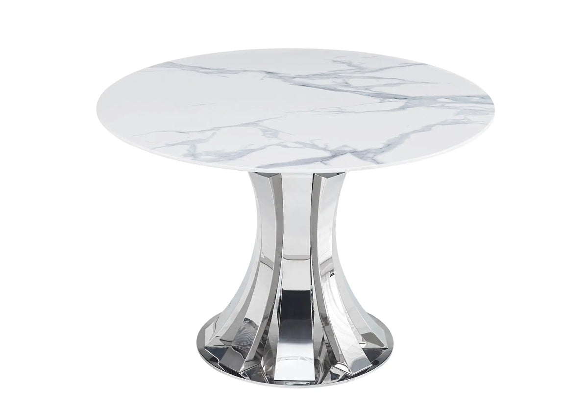 Table à manger compacte chrome transparent | Vexta