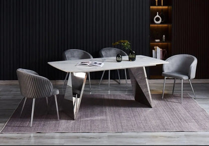 Table à manger en céramique marbre blanc et doré | Nexa