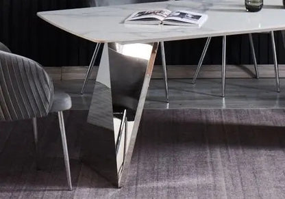 Table à manger en céramique marbre blanc et doré | Nexa