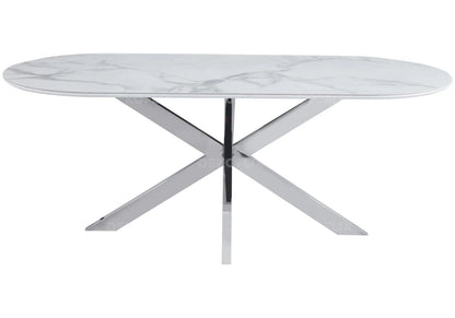 Table à manger céramique marbre blanc et métal doré | Vexta