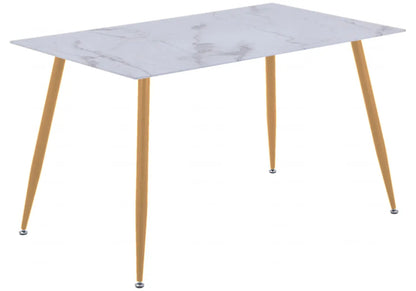 Table à manger rectangulaire dorée et marbre blanc | Vexo
