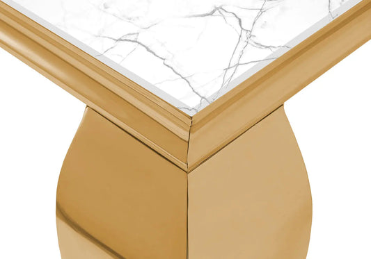 Table à manger rectangulaire marbre blanc et doré | Halo