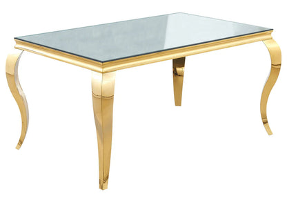 Table à manger rectangulaire en inox doré miroir | Halo