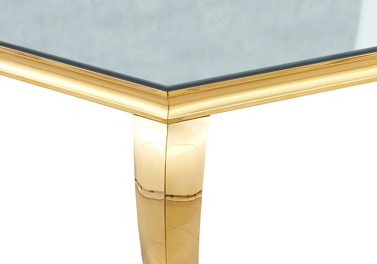 Table à manger rectangulaire en inox doré miroir | Halo
