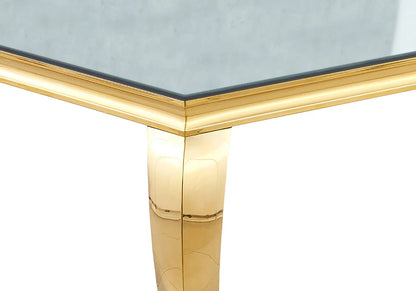 Table à manger rectangulaire en inox doré miroir | Halo