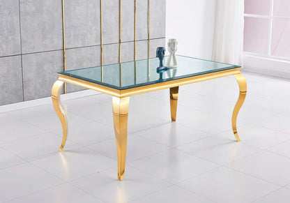 Table à manger rectangulaire en inox doré miroir | Halo