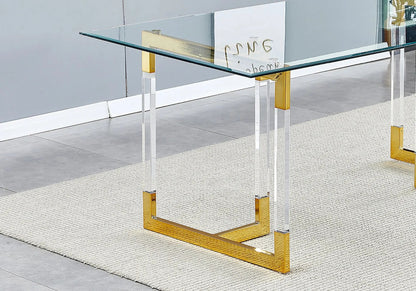 Table à manger moderne dorée et transparente | Nodix