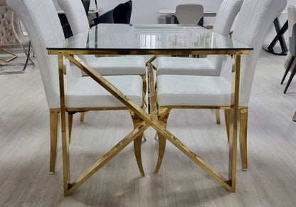 Table à manger design verre et acier doré | Kiro