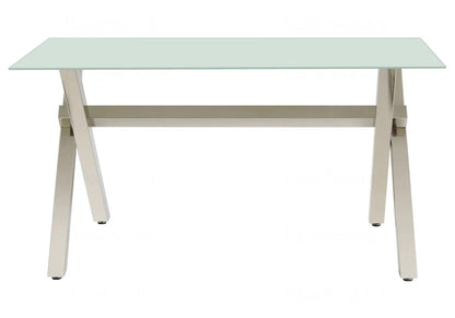 Table à manger verre trempé pieds x argent | Zyro