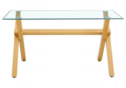 Table à manger verre trempé et pieds bois | Zyro