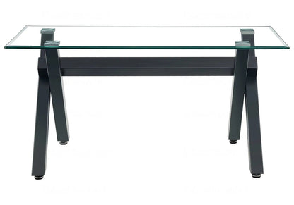 Table à manger verre trempé et pieds en x noirs | Zyro