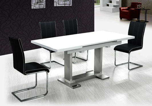 Table à manger laquée avec allonge automatique | Rivo