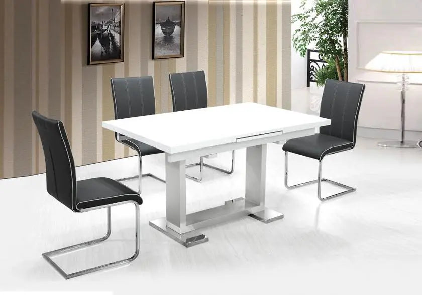 Table à manger laquée avec allonge automatique | Rivo