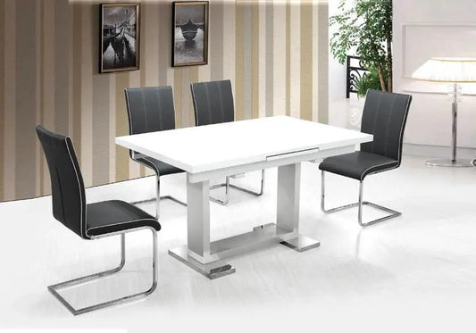 Table à manger laquée avec allonge automatique | Rivo