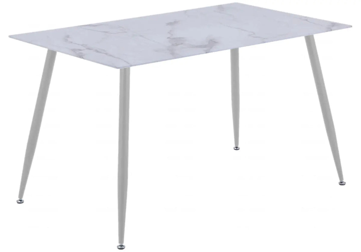 Table à manger rectangulaire marbre blanc moderne | Vexo