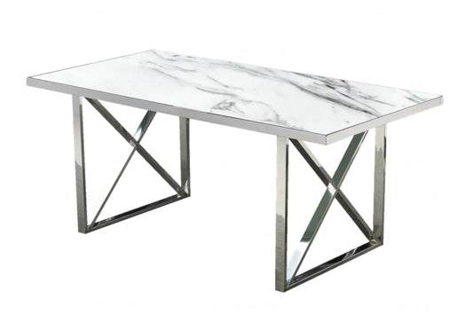 Table à manger design finition marbre blanc | Zyra