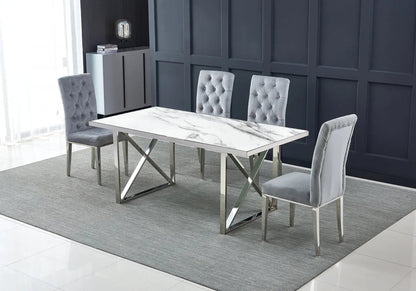 Table à manger design finition marbre blanc | Zyra
