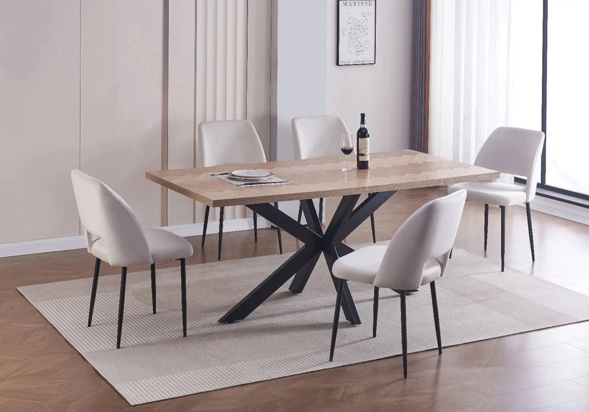 Table à manger noire en finition chêne 180 cm | Zyro