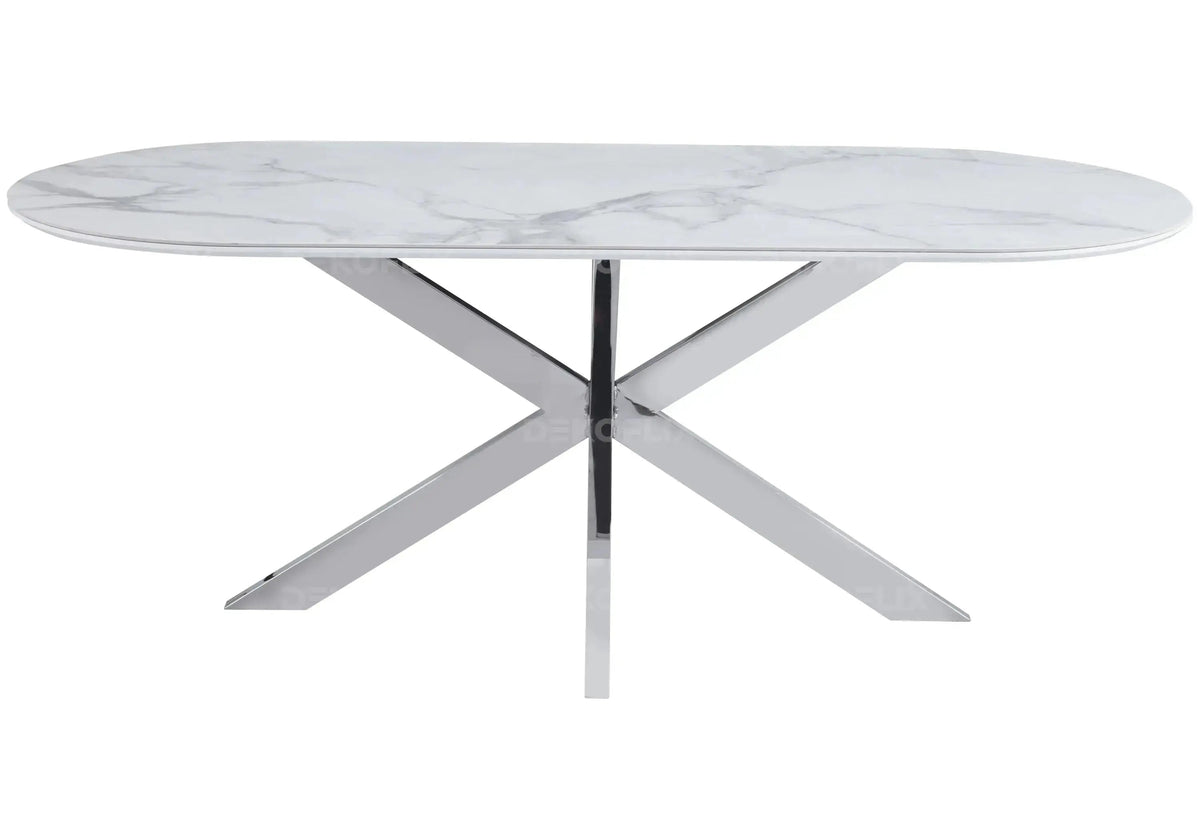 Table à manger noire en céramique marbre blanc | Vexta