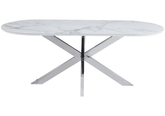 Table à manger noire en céramique marbre blanc | Vexta