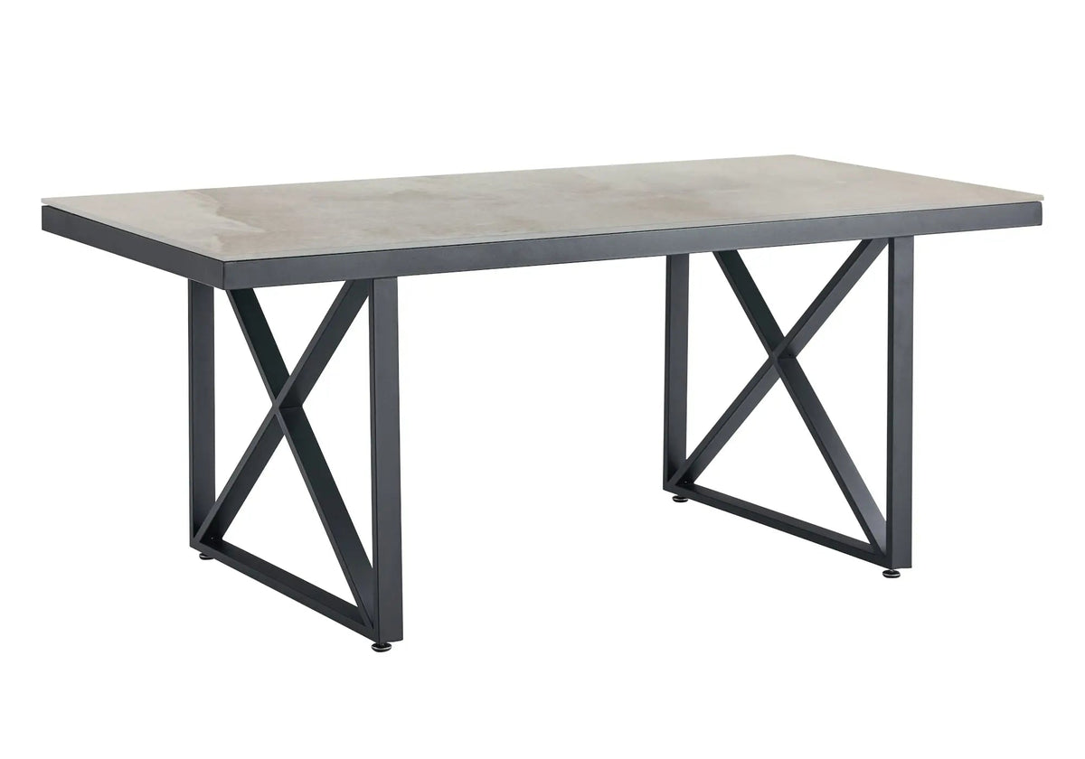 Table à manger noire et plateau marbre beige | Zyra
