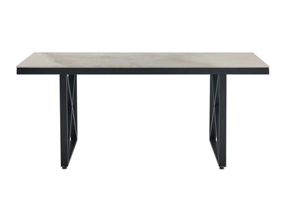 Table à manger noire et plateau marbre beige | Zyra