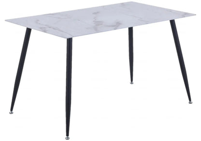 Table à manger rectangulaire marbre blanc et noir | Vexo