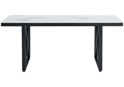 Table à manger moderne marbre blanc et métal noir | Zyra