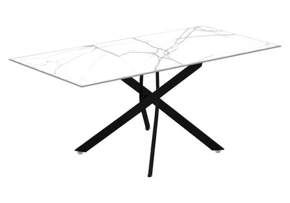 Table à manger noire avec effet marbre blanc | Koda
