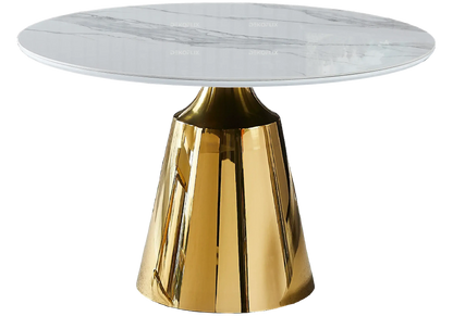 Table à manger ronde céramique effet marbre blanc | Kaelo