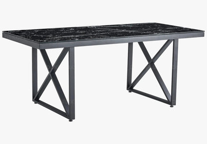 Table à manger noire effet marbre noir design | Zyra