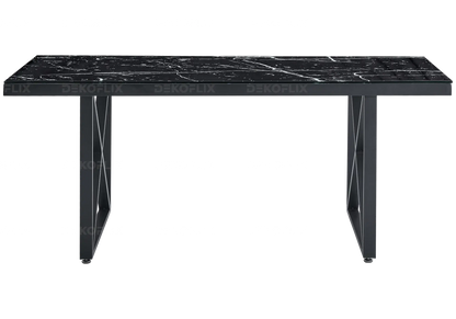 Table à manger noire effet marbre noir design | Zyra
