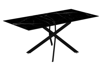 Table à manger noire design effet marbre noir | Koda